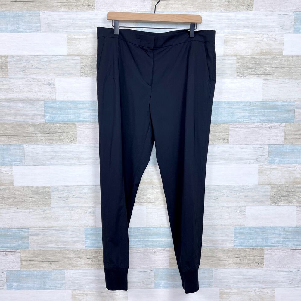 ESCADA Sport Wool Dress Jogger Pants Black High Rise Stretch Womens 42 36x29
